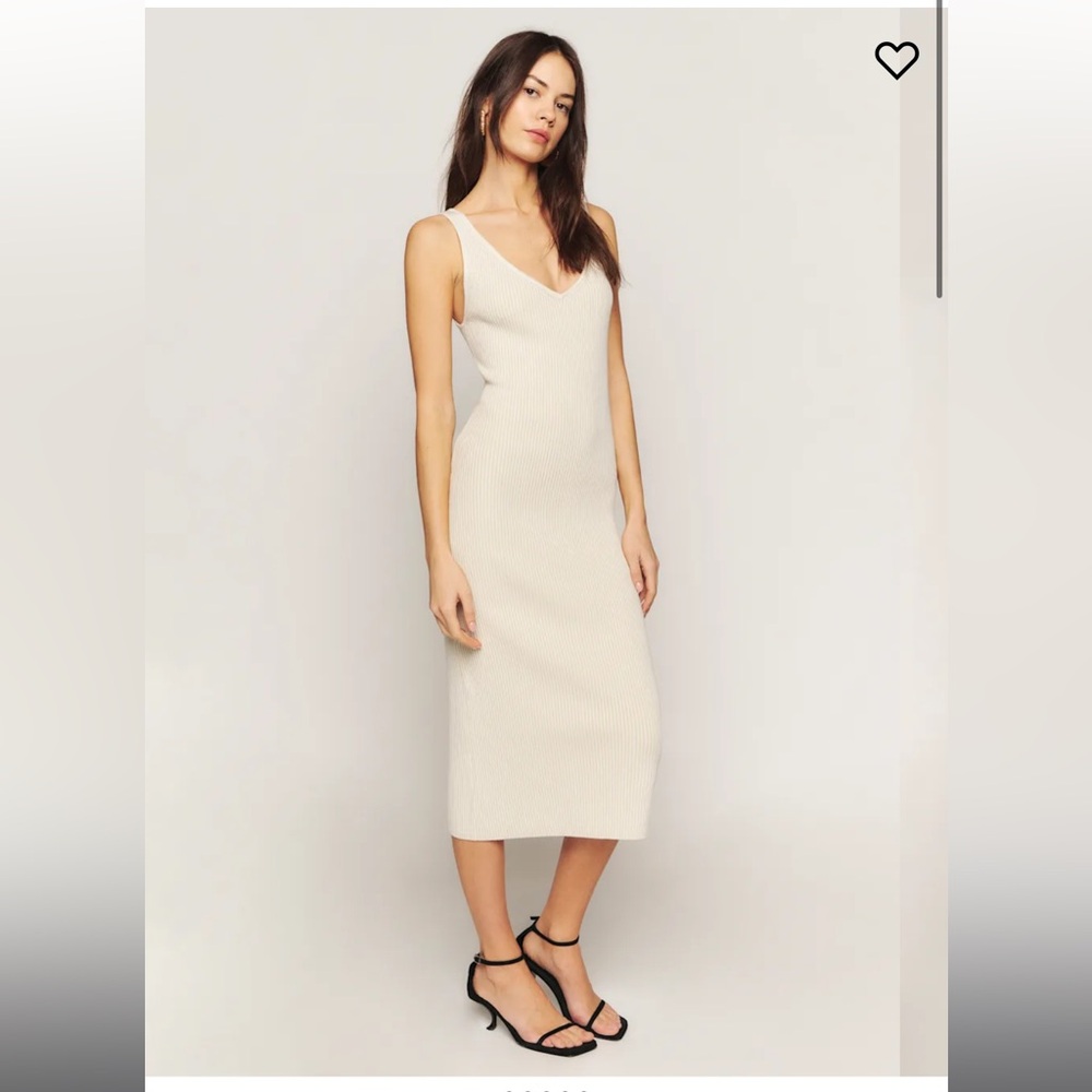 Reformation Heron Cotton Sweater Dress | Cream | Size S